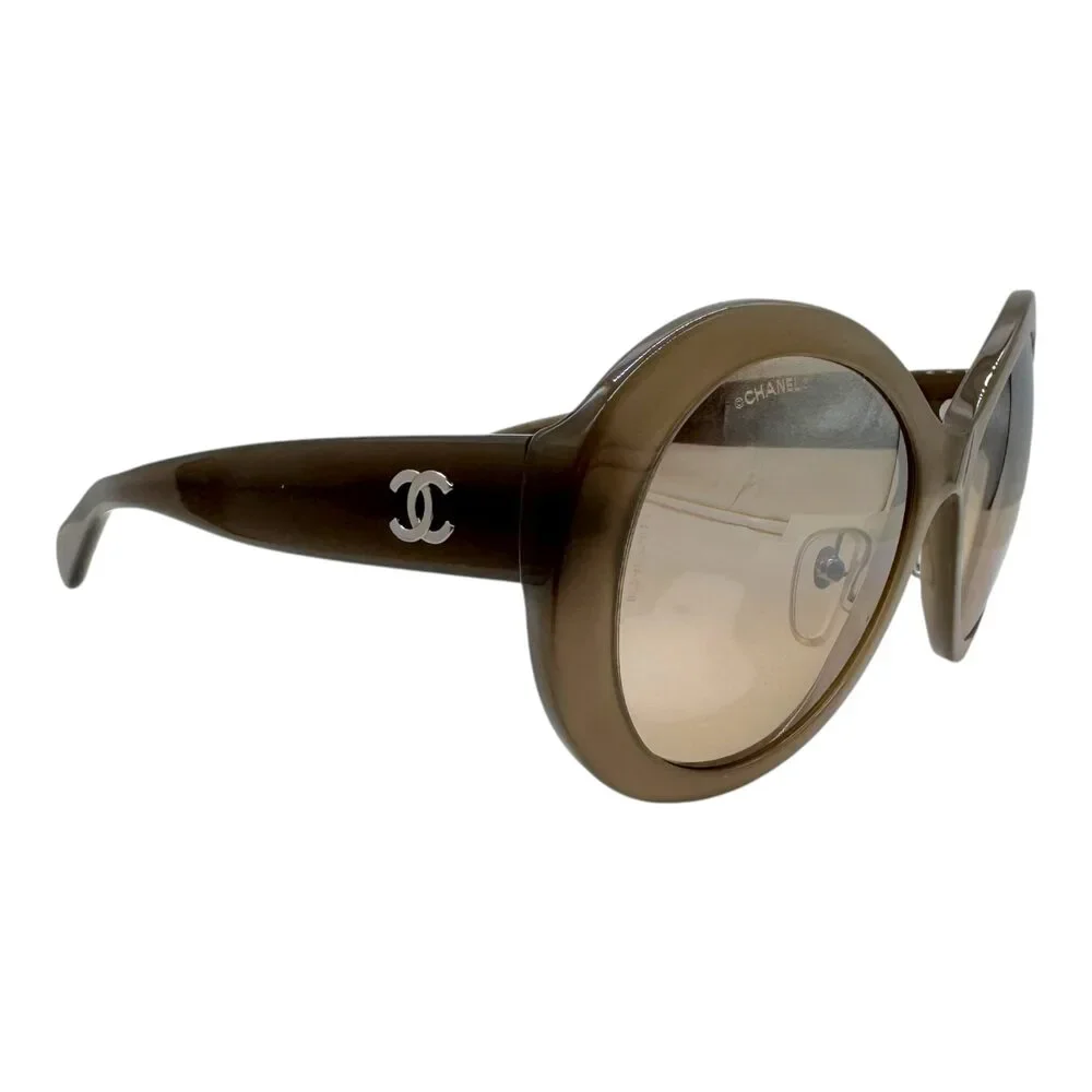 Chanel 5372 Gray Oversized Round Reflective Silver Lens Sunglasses w/ Case